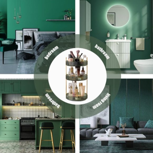 3 Tiers - 360° Turntable Makeup Organizer - Lazy Susan Cosmetics Storage - Picture 6 of 12